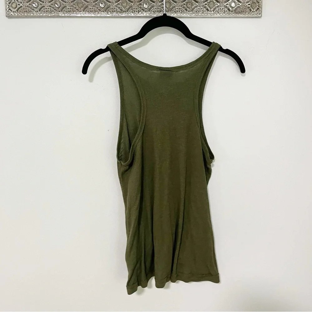 Free People Olive Green Ribbed Knot Tank Top